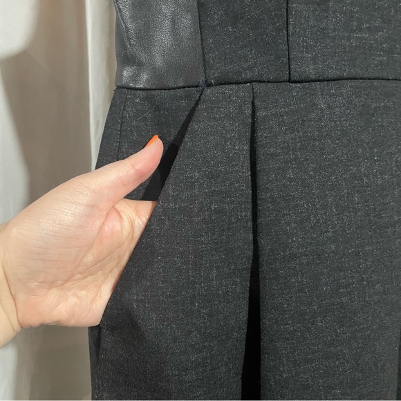 Madewell Dark Gray Sleeveless Career Sheath Dress with Leather Inserts Size 4 - Picture 8 of 13